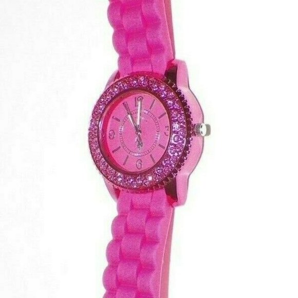 U.S. Polo Assn Women's Pink Pave Crystal Watch - Picture 1 of 9
